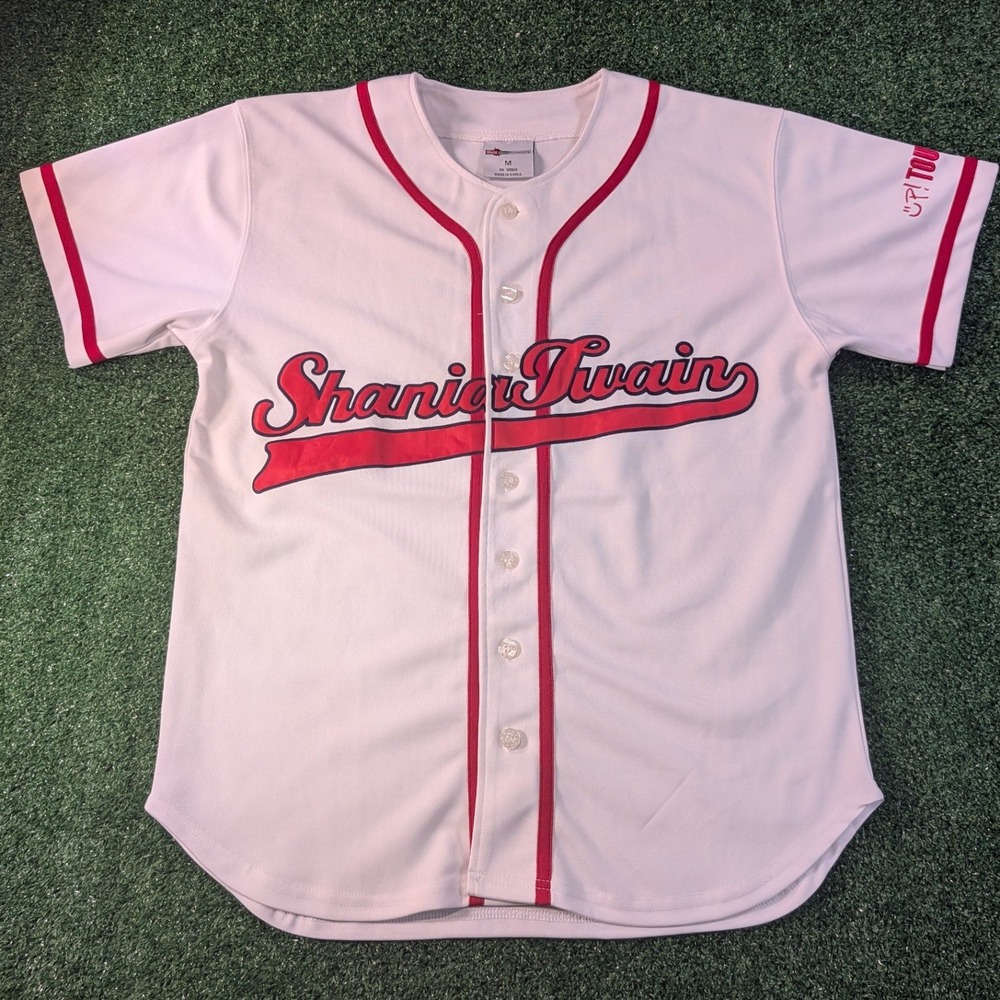Vintage Shania Twain Up! Tour 03-04 Baseball Jersey White Red Mens Medium